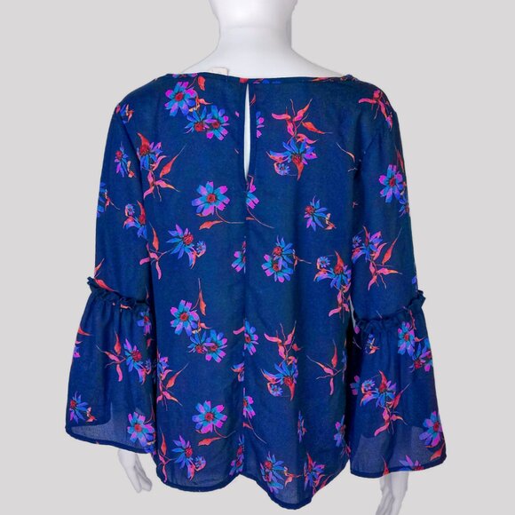 Sienna Sky Blue Floral Ruffle Sleeved Blouse - Picture 3 of 4